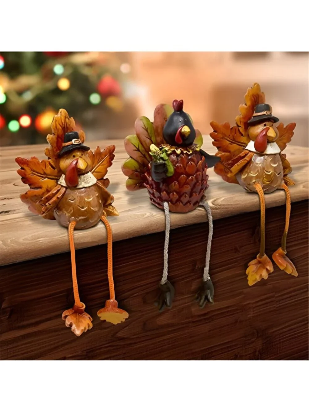 Thanksgiving Turkey Ceramic Shelf Sitters Decorations 3 Pack Table Topper